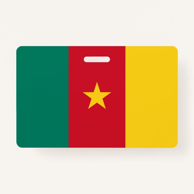 Name Badge with flag of Cameroon ID Badge (Front)