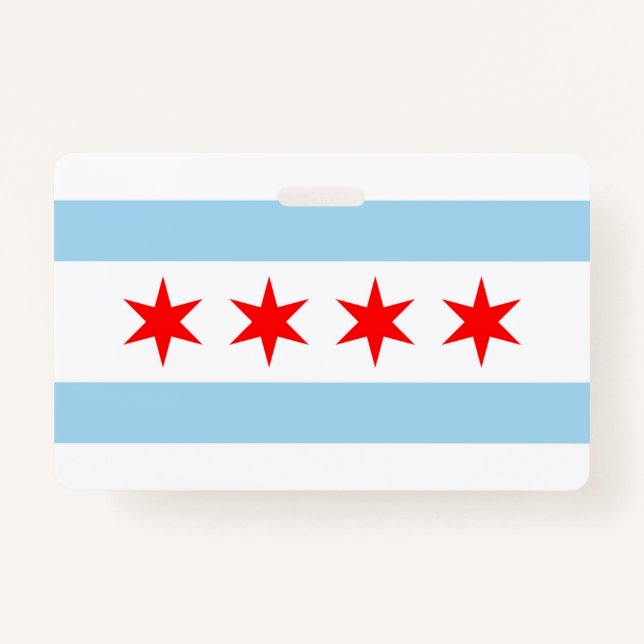 Name Badge with flag of Chicago City, USA ID Badge (Front)