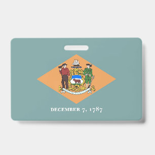 Name Badge with flag of Delaware State, USA ID Badge