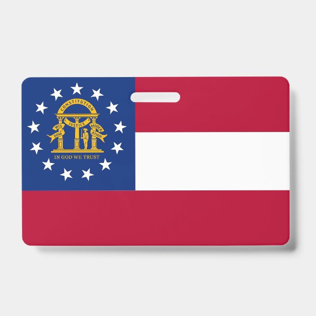 Name Badge with flag of Georgia State, USA ID Badge (Front)