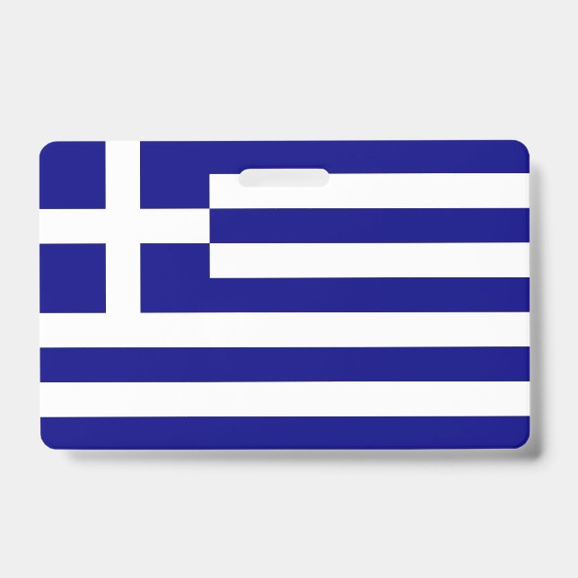 Name Badge with flag of Greece ID Badge (Front)
