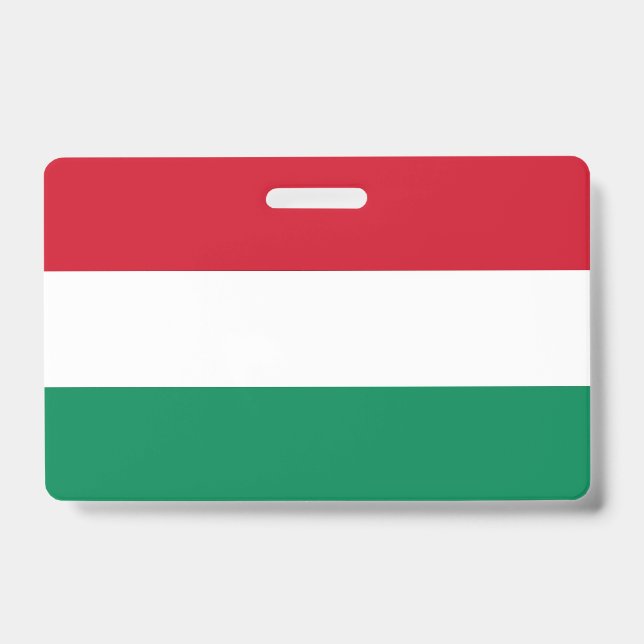 Name Badge with flag of Hungary ID Badge (Front)