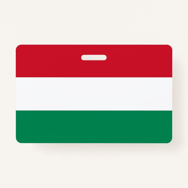 Name Badge with flag of Hungary ID Badge (Front)
