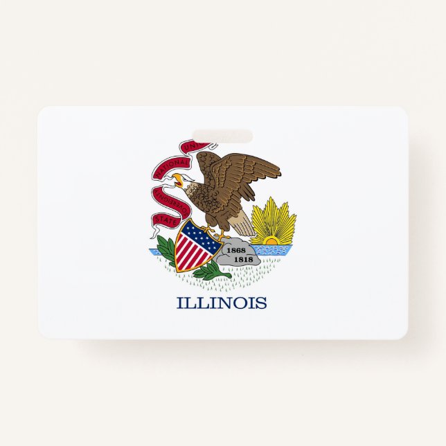 Name Badge with flag of Illinois State, USA ID Badge (Front)