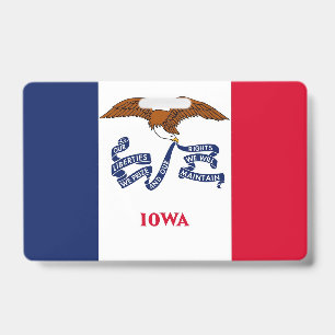 Name Badge with flag of Iowa State, USA ID Badge