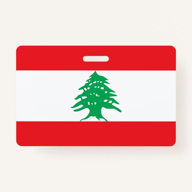 Name Badge with flag of Lebanon ID Badge (Front)