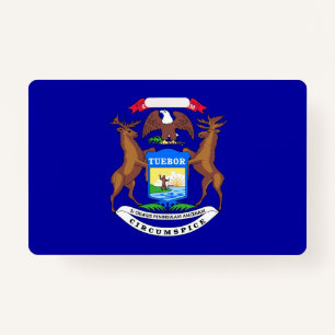 Name Badge with flag of Michigan State, USA ID Badge