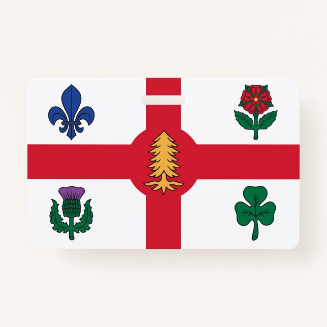 Name Badge with flag of Montreal ID Badge (Front)