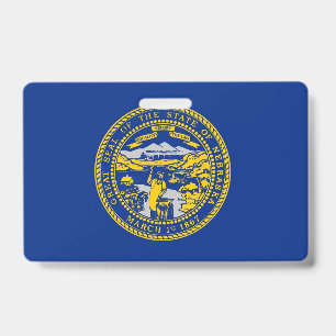 Name Badge with flag of Nebraska State, USA ID Badge