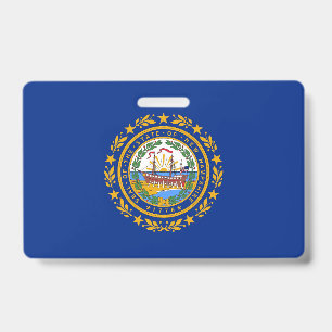 Name Badge with flag of New Hampshire State, USA ID Badge