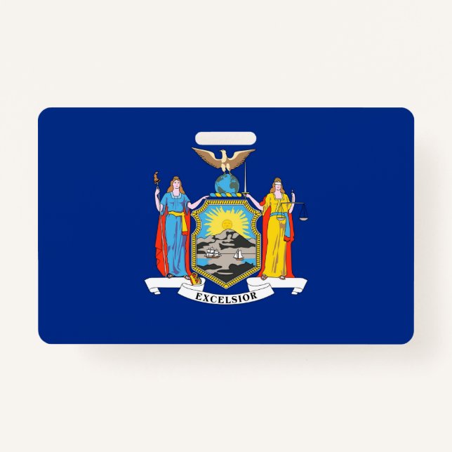Name Badge with flag of New York State, USA ID Badge (Front)