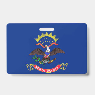 Name Badge with flag of North Dakota State, USA ID Badge