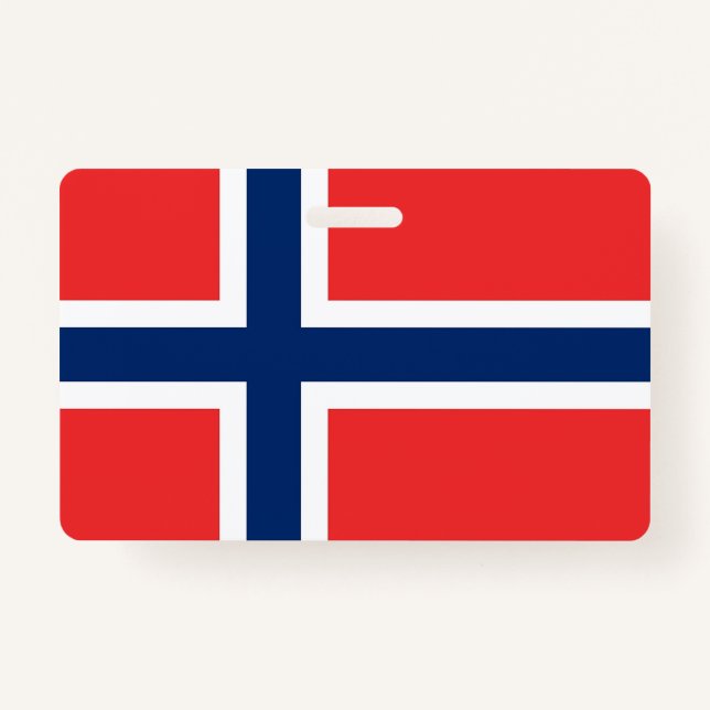 Name Badge with flag of Norway ID Badge (Front)