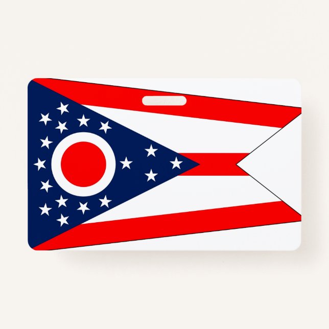 Name Badge with flag of Ohio State, USA ID Badge (Front)