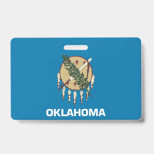 Name Badge with flag of Oklahoma State, USA ID Badge