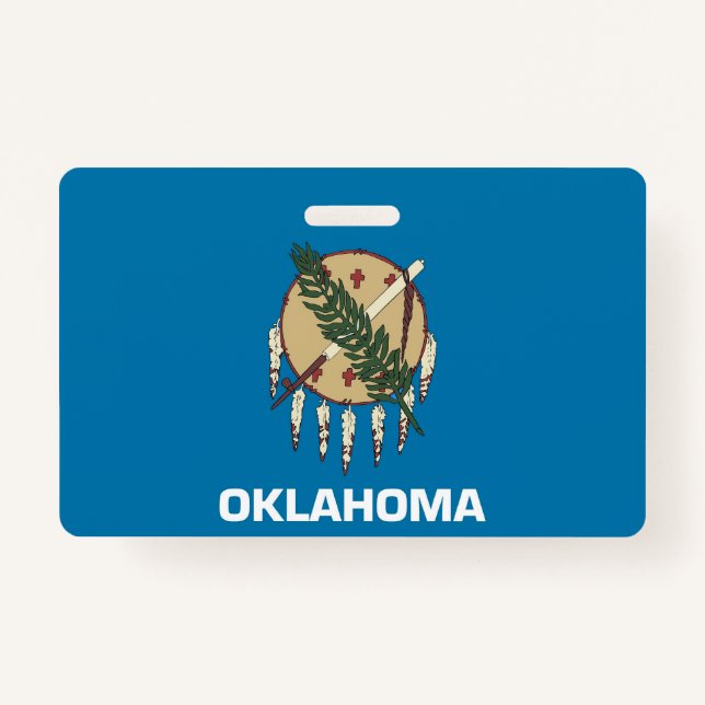 Name Badge with flag of Oklahoma State, USA ID Badge (Front)