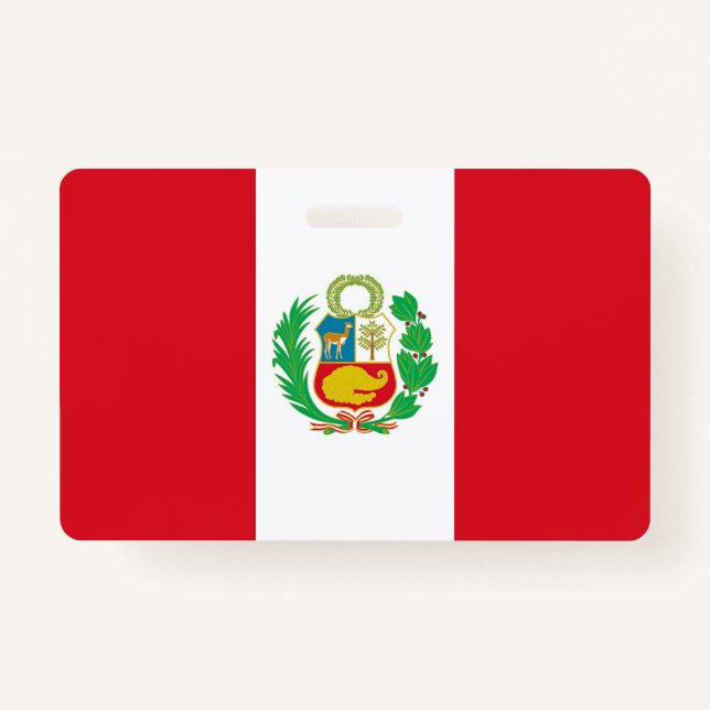 Name Badge with flag of Peru ID Badge (Front)