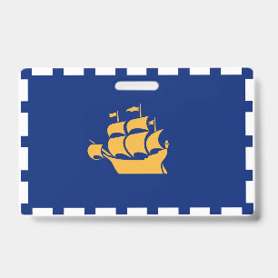 Name Badge with flag of Quebec City ID Badge