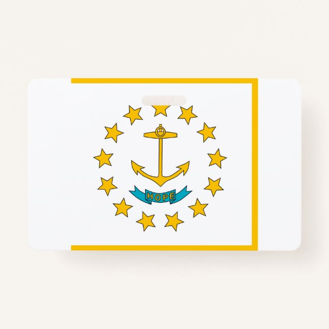 Name Badge with flag of Rhode Island, USA ID Badge (Front)