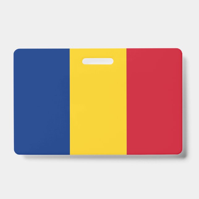 Name Badge with flag of Romania ID Badge (Front)