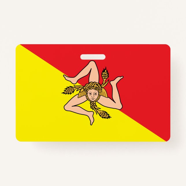 Name Badge with flag of Sicily, Italy ID Badge (Front)