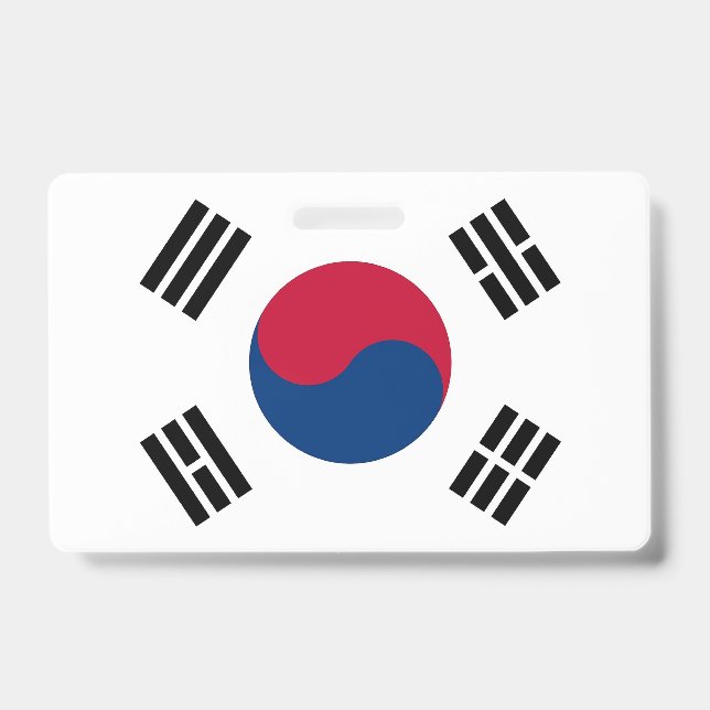 Name Badge with flag of South Korea ID Badge (Front)