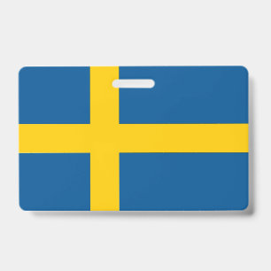 Name Badge with flag of Sweden ID Badge
