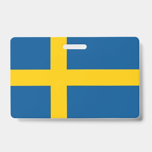 Name Badge with flag of Sweden ID Badge (Front)