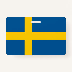 Name Badge with flag of Sweden ID Badge