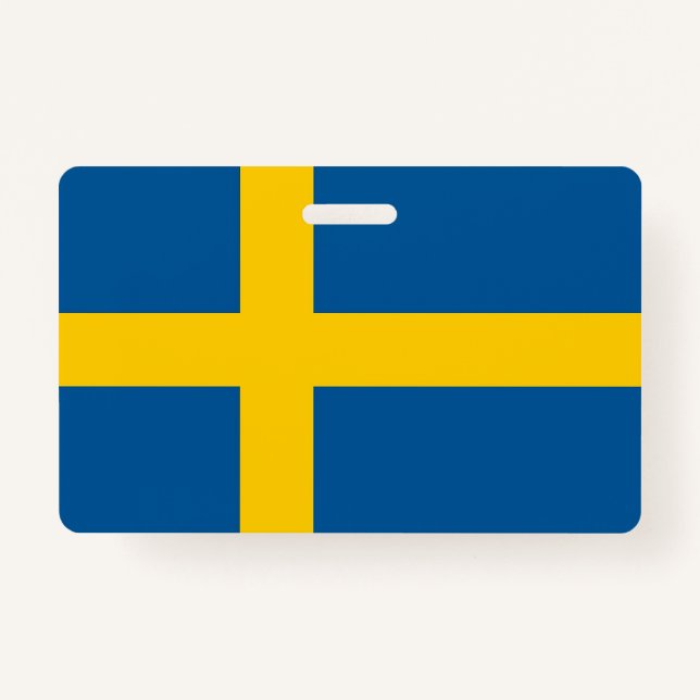 Name Badge with flag of Sweden ID Badge (Front)