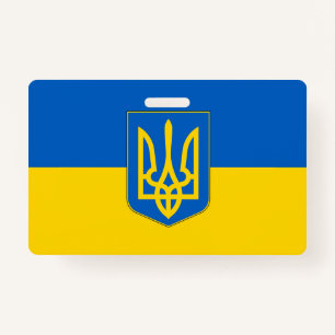 Name Badge with flag of Ukraine ID Badge