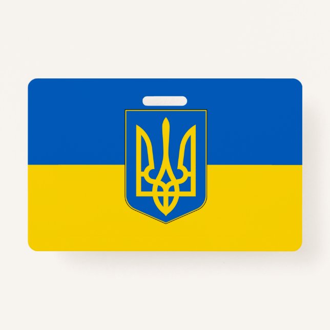 Name Badge with flag of Ukraine ID Badge (Front)