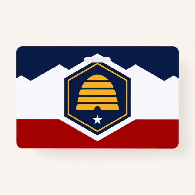 Name Badge with flag of Utah, USA ID Badge (Front)