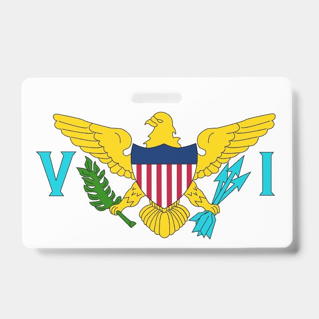 Name Badge with flag of Virgin Islands, USA ID Badge (Front)