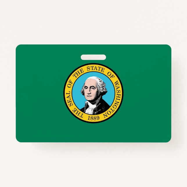 Name Badge with flag of Washington State, USA ID Badge (Front)