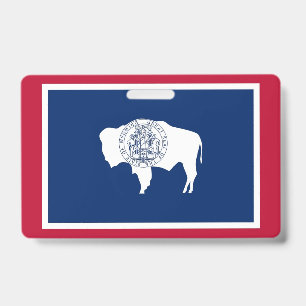 Name Badge with flag of Wyoming State, USA ID Badge