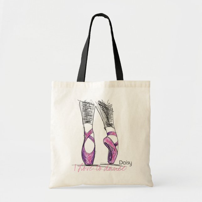 Name Ballerina Silhouette Ballet Class Tote Bag (Front)
