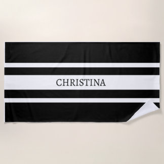 Name Beach Towel, Custom Name Beach Black Towel