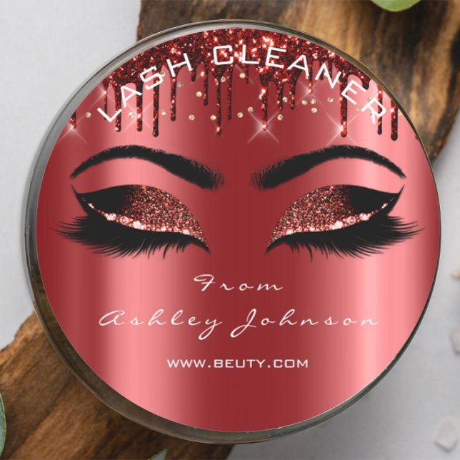 Name Beauty Lashes Burgundy Gold Eyelashes Classic Round Sticker (Name Beauty Lashes Burgundy Gold Eyelashes Classic Round Sticker)