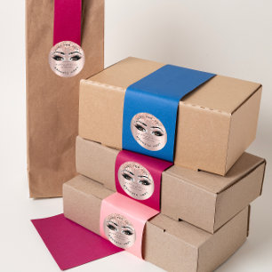 Name Beauty Lashes Drips Pink Gold Lashes Cleaner Classic Round Sticker