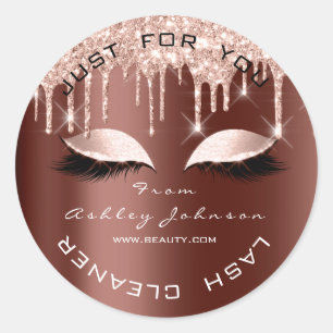 Name Beauty Lashes Drips Rose Brown Cleaner Classic Round Sticker