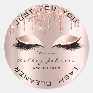 Name Beauty Lshes Drips Pink Gold Lashes Cleaner Classic Round Sticker