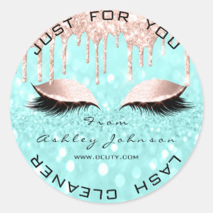 Name Beauty Lshes Drips Pink Gold Lashes Cleaner Classic Round Sticker
