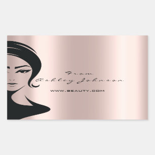 Name Beauty Lshes Drips Pink Gold Lashes Vintage Rectangular Sticker