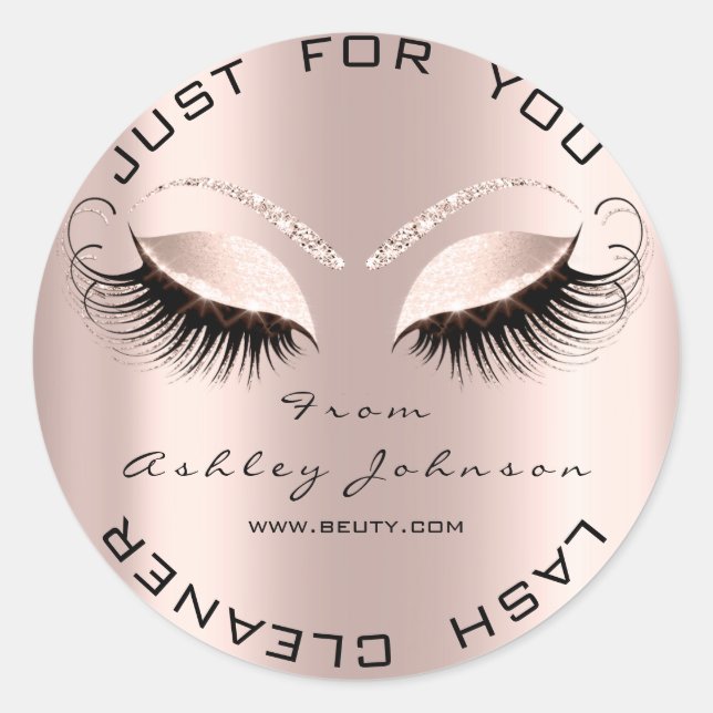 Name Beauty Makeup Drips Pink Gold Eyelash Cleaner Classic Round Sticker (Front)