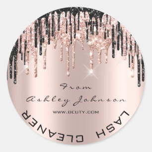 Name Beauty Rose Black Drips Gold Lashes Cleaner Classic Round Sticker