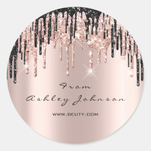 Name Beauty Rose Black  Drips  Web Thank You Classic Round Sticker