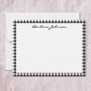 Name Black and White Buffalo Check Frame Card