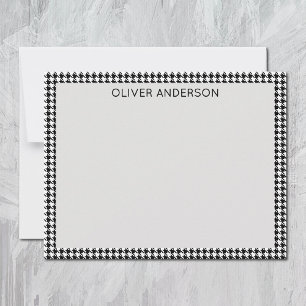 Name Black and White Houndstooth Check Frame Card