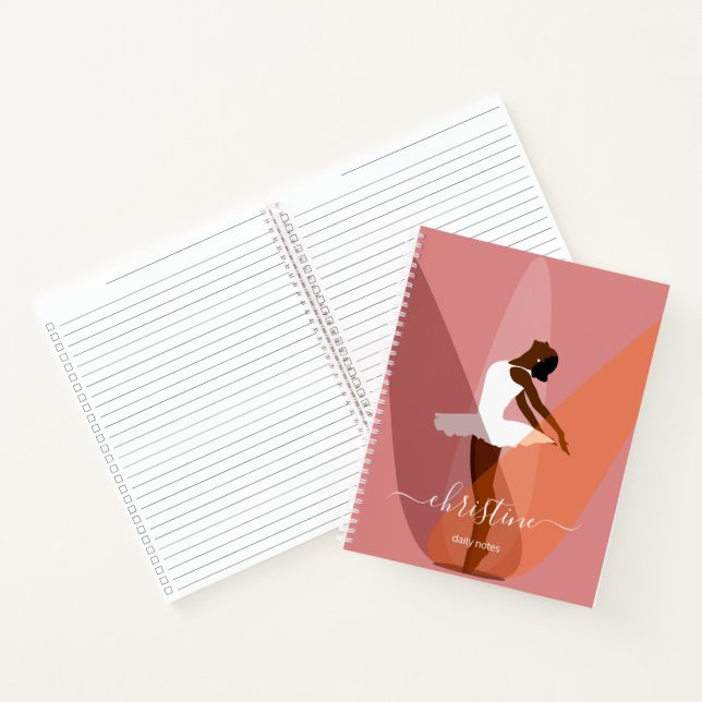 Name Black ballerina Modern Minimal illustration Notebook (Inside)